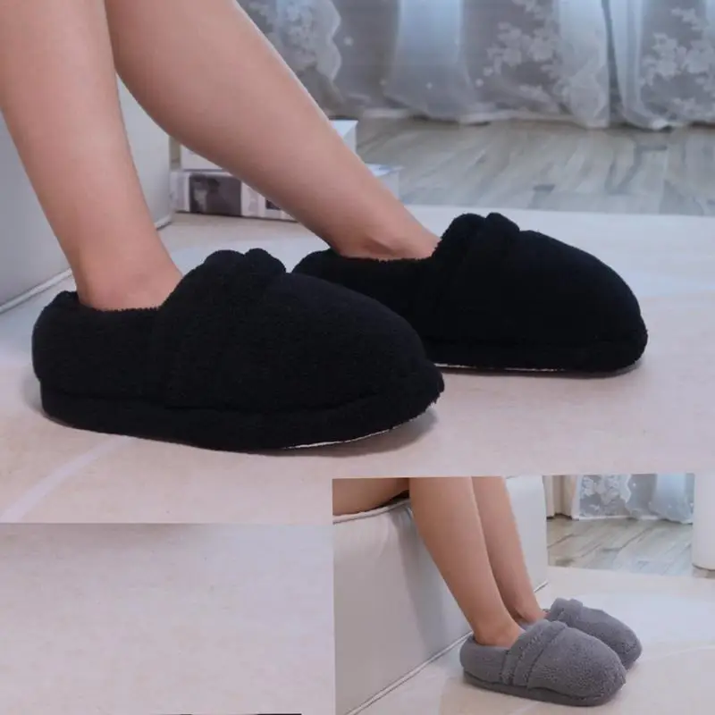 Foot Warmer Plush Battery Heating Rechargeable Slippers Electric Heated Fuzzy Slippers for Cold Weather Study Work Chat