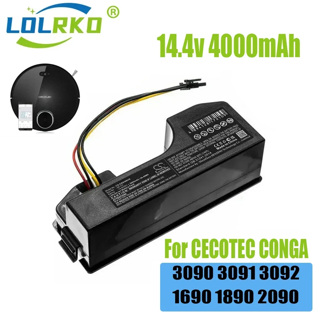 2024 New Vacuum Cleaner Battery 14.8V/4000mAh 05173 for CECOTEC CONGA 3090, 3091, 3092