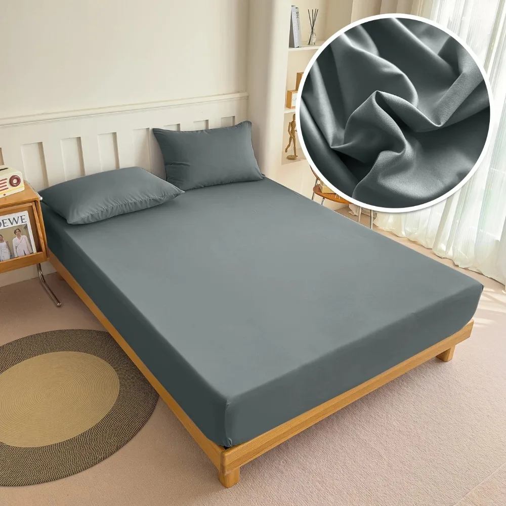 Однотонная простыня из полиэстера и хлопка 90/120/150/180x200 см — фото товара
