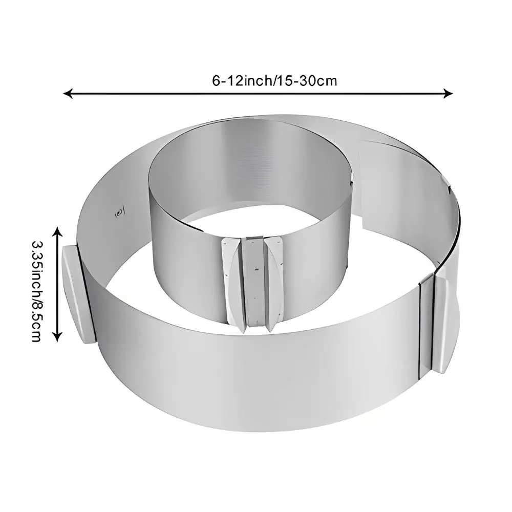 1pc 6‑12 Inch Expandable Circular Mousse Cake Ring, Reusable Stainless Steel Adjustable Baking Frame for DIY Pastry YMY
