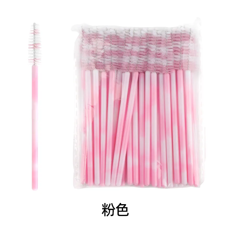 Bâtonnets de brosse à mascara bicolore, peigne à cils, bigoudi à sourcils, toiletteur, pinceau de maquillage, pêche au poulet, vente en gros, 50 supports, le plus récent