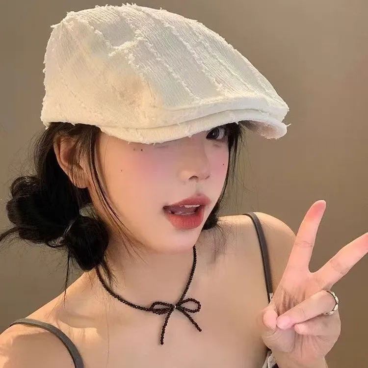 Solid Color Newsboy Beret Hat, Retro Literary Painter Forward Cap, Fashion Versatile Trendy Cap for Men Women
