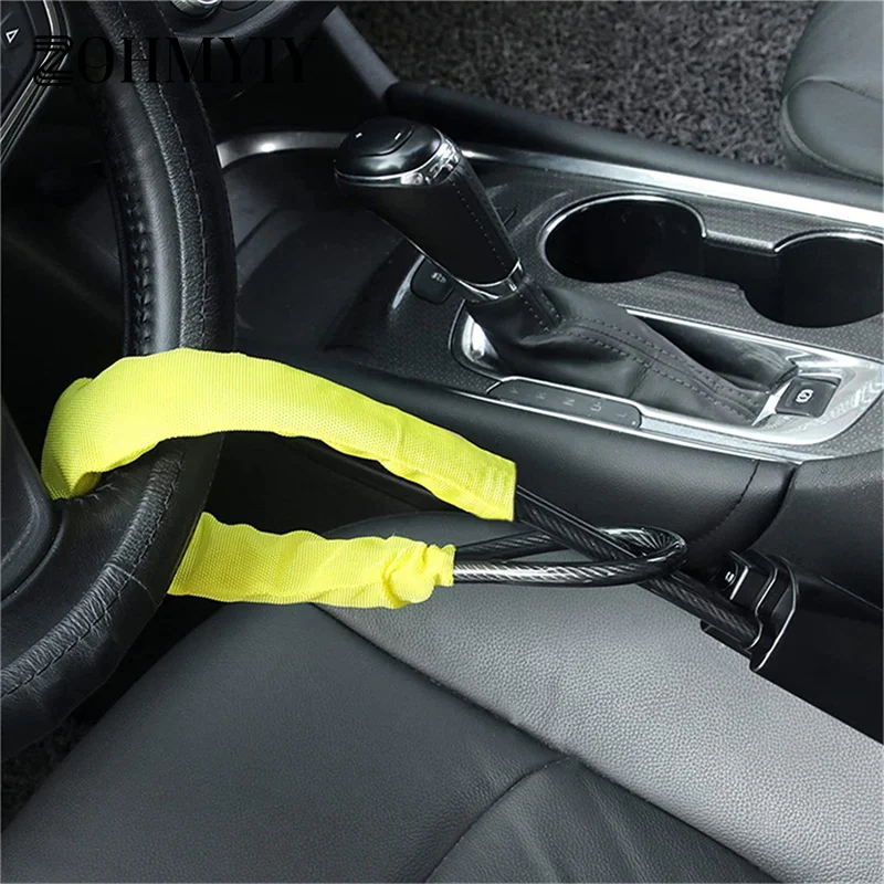 Universal Car Steering Wheel Lock New Universal Security Anti-theft Belt Buckle Lock Rope Lock Car Steel Cable Anti-theft Locks