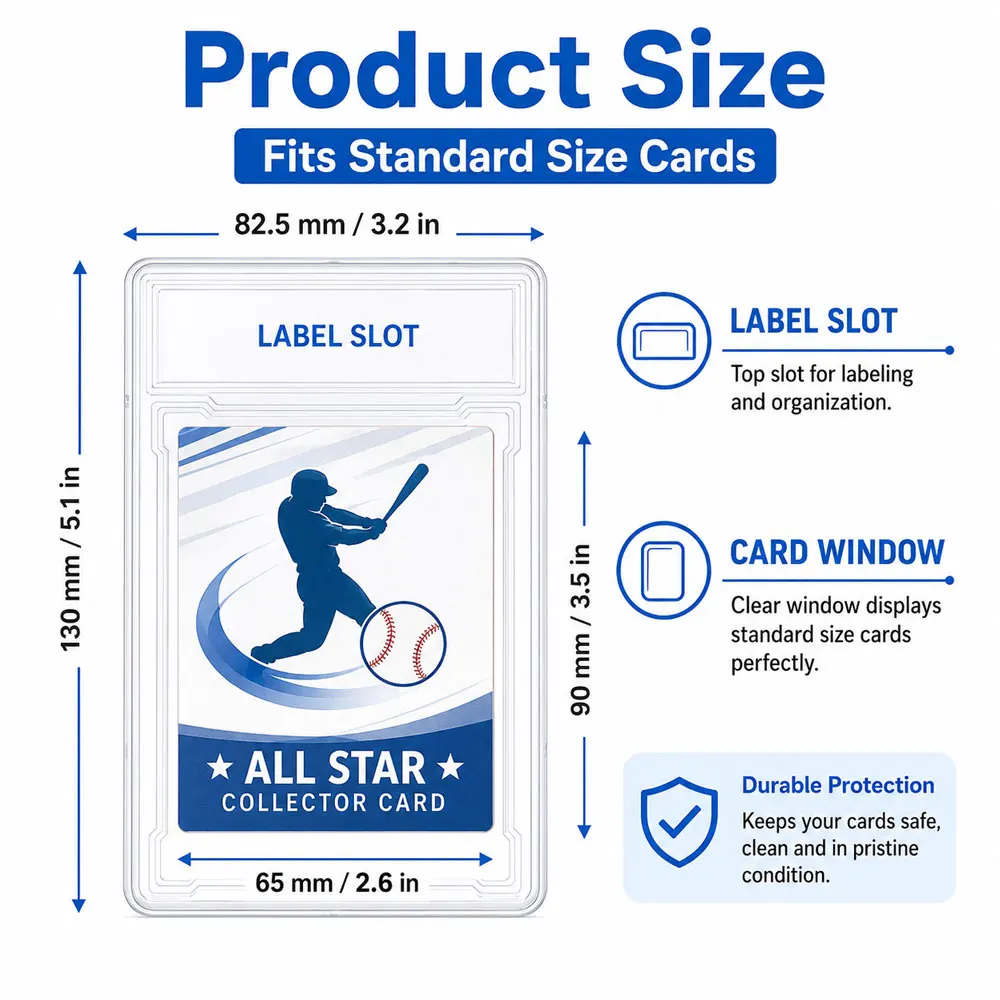 20pcs Clear Acrylic Card Holders, 35PT Rigid Protective Cases with Top Tab Slot – Card Display and Storage Protectors.