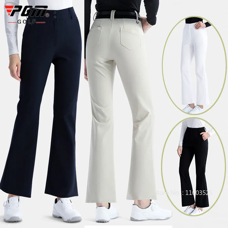 Pgm nowa odzież golfowa dla kobiet Casual sportowe rozkloszowane spodnie golfowe jesienno-zimowa spodnie z wysokim stanem w pasie długie spodnie dresowe