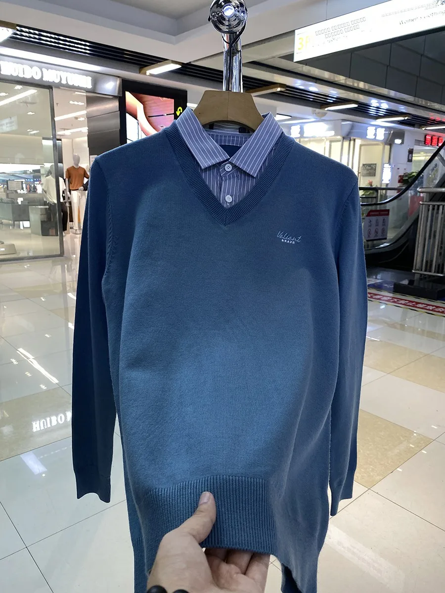 

Мягкий, приятный для кожи мужской вязаный свитер с воротником irt, повседневный модный осенне-зимний свободный крой Long Sve Basic Crew Ne Top