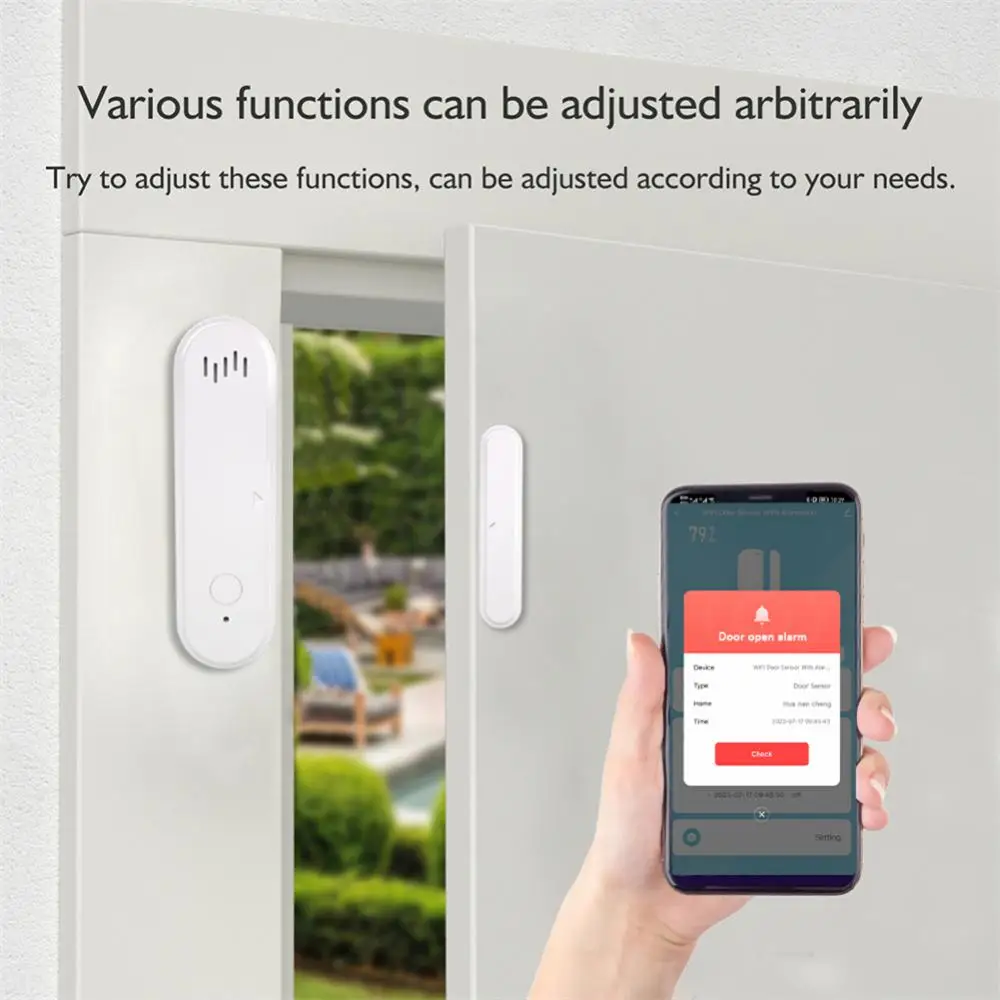 Tuya WiFi Smart Door Window Sensor 80dB with Audible And Visual Alarm Smart Home Security Protection Work With Alexa Google Home
