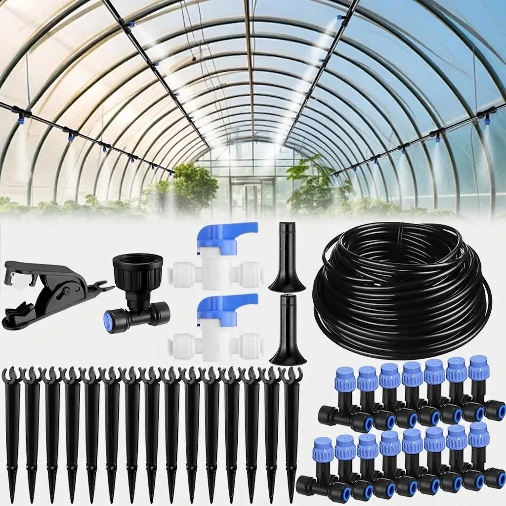 Quick Efficient Connector 18M 59FT Automatic Mist Irrigation Kit Greenhouse Watering System Hanging Plant Watering System