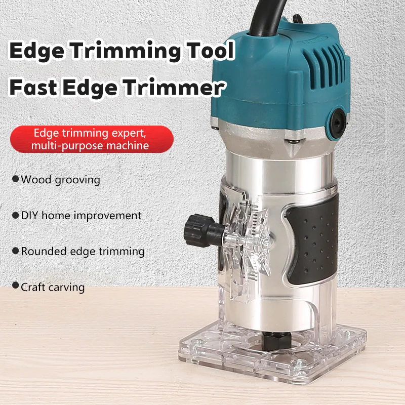 

800W 30000RPM Electric Triming Machine 1/4 inch Woodwork Millilling Enching Hand Wood Edge Router Trimmer Home DIY Power oils