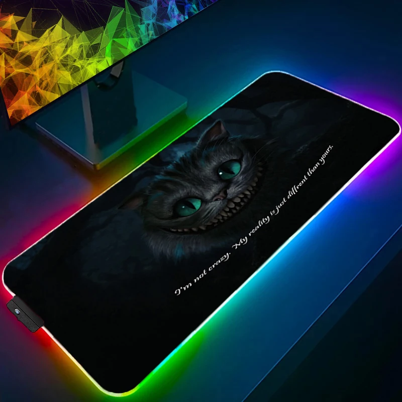 لوحة ماوس RGB أليس في بلاد العجائب Lockedge بإضاءة خلفية للألعاب XXL ملحقات لوحة مفاتيح ألعاب الكمبيوتر LED حصيرة ماوس مكتبية #1
