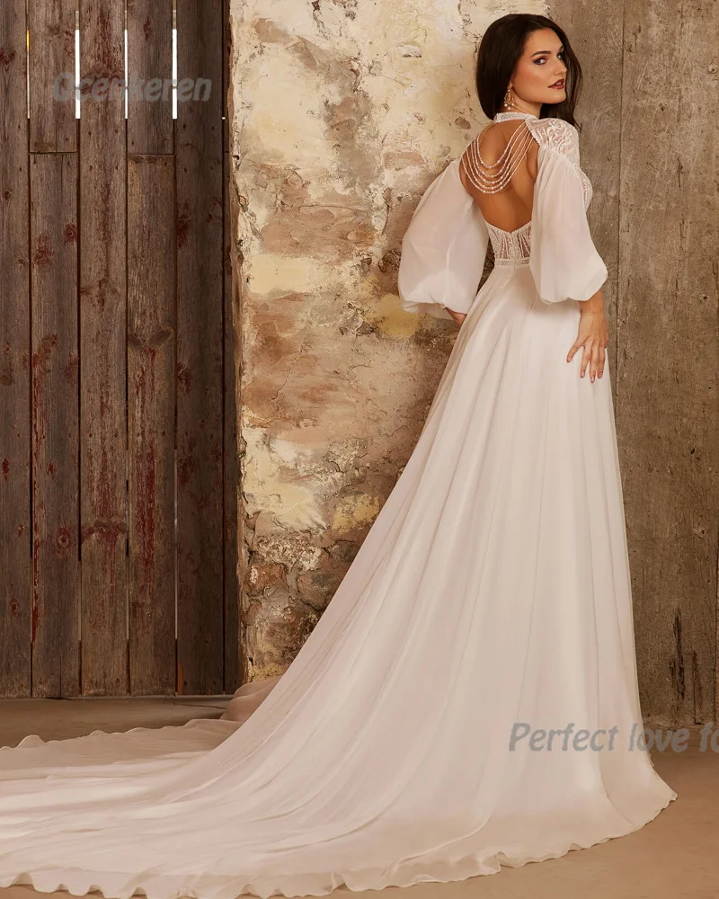 Qcenkeren Boho abito da sposa moda elegante a-line abito da sposa maniche staccabili Appliques Vestido de novia donna 2024