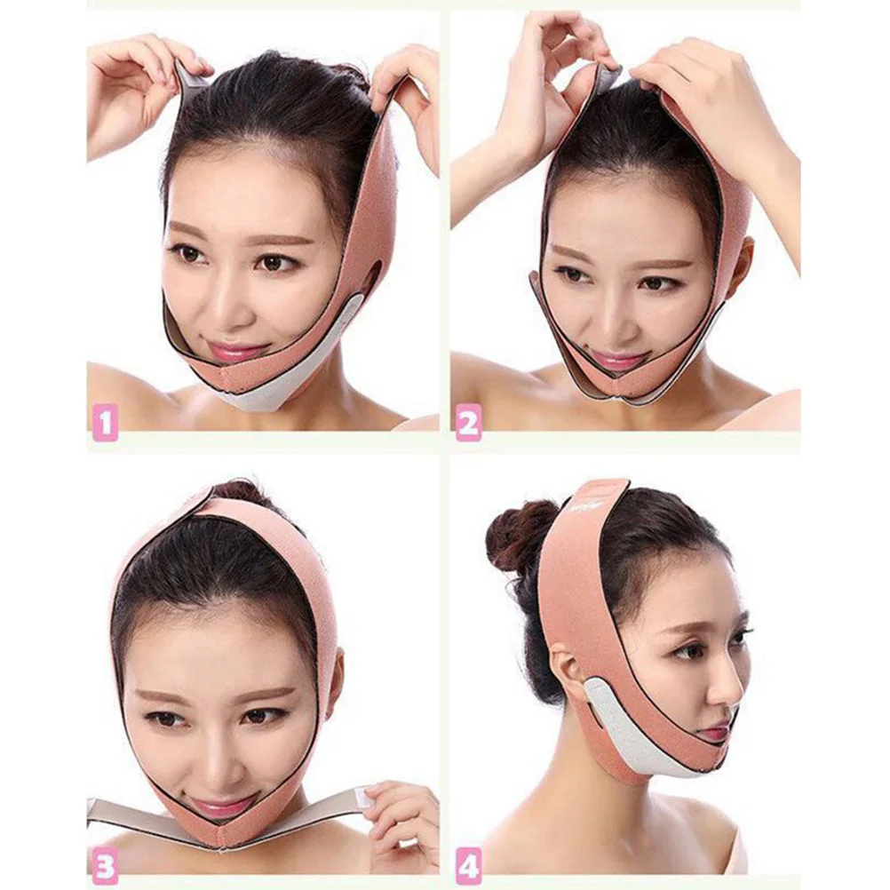 

Face Lifting Mask Artifact Slim V-Shaped Face Bandage Thin Masseter Chin Strap Pink Skincare Tool