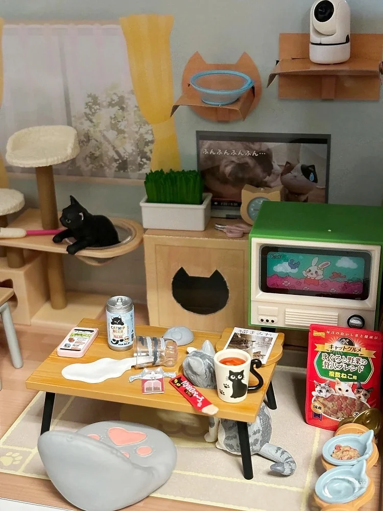 Re-ment Capsule Toys Mi vida diaria con gatos Caja ciega Rement Ambiente vivo Emulación Modelo en miniatura