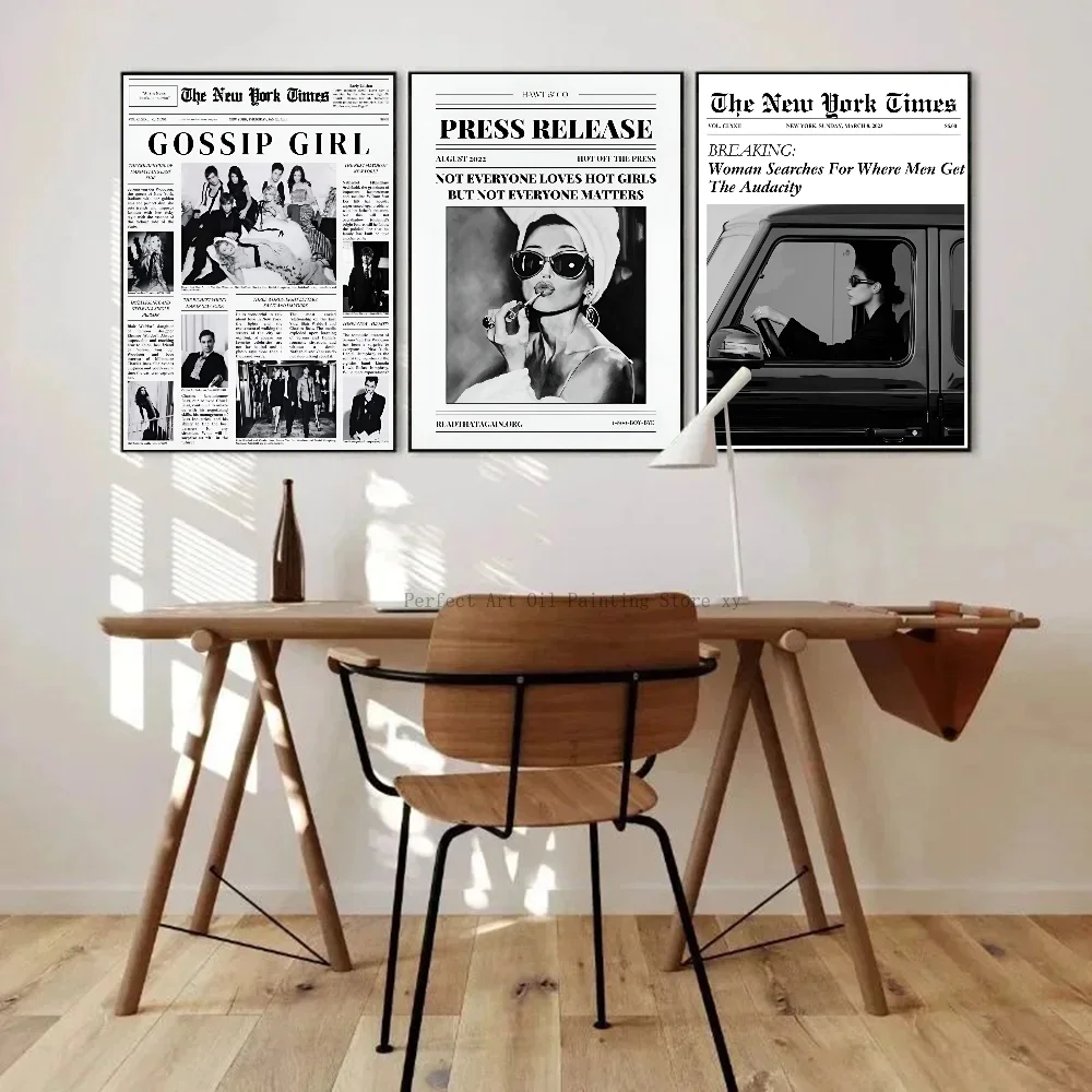 1PC Trendy New York Newspaper Poster Paper Print Home Living Room Bedroom Entrance Bar Restaurant Cafe Art