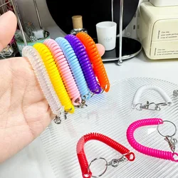 Colorful Plastic Spring Coil Keychain Anti-Lost Wrist Stretch Cord Safety Key Ring For Unisex Outdoor Key Chain Car Accessoroies