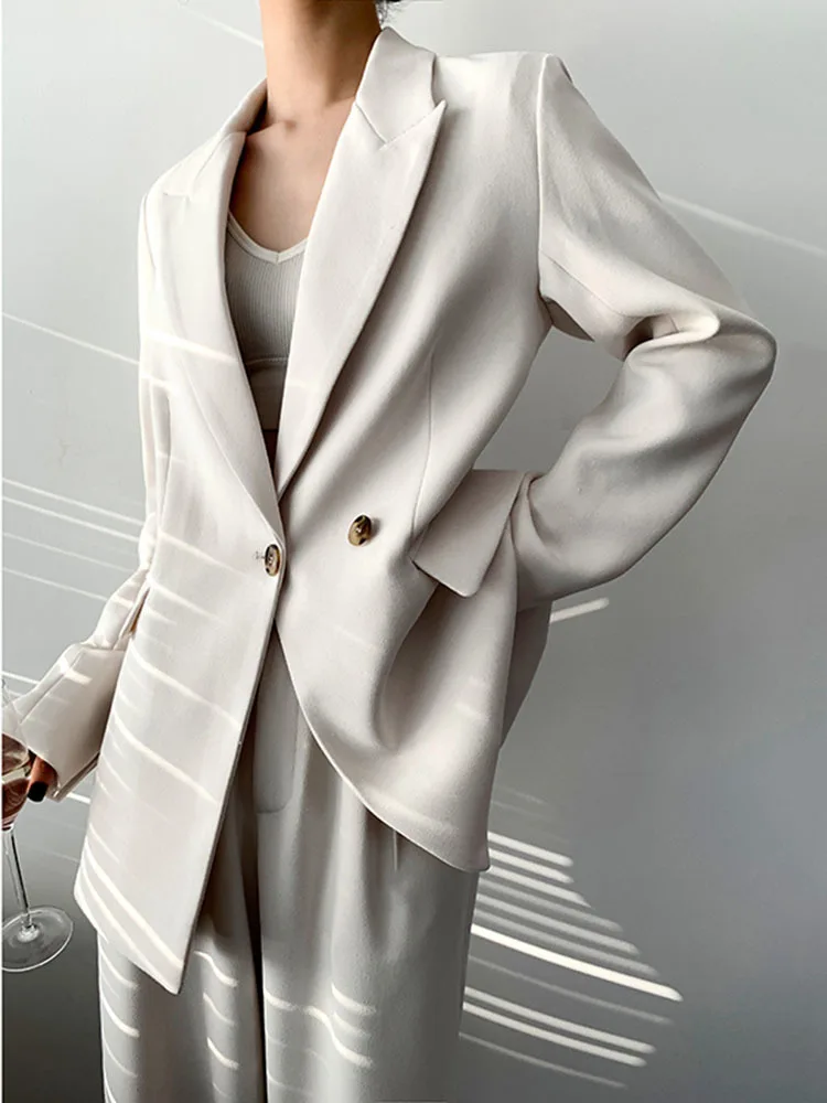 BZVW-Terno de luxo branco para mulheres, conjunto de 2 peças, blazer glamoroso para senhora do escritório, moda feminina profissional, outono, 25X3031, 2024