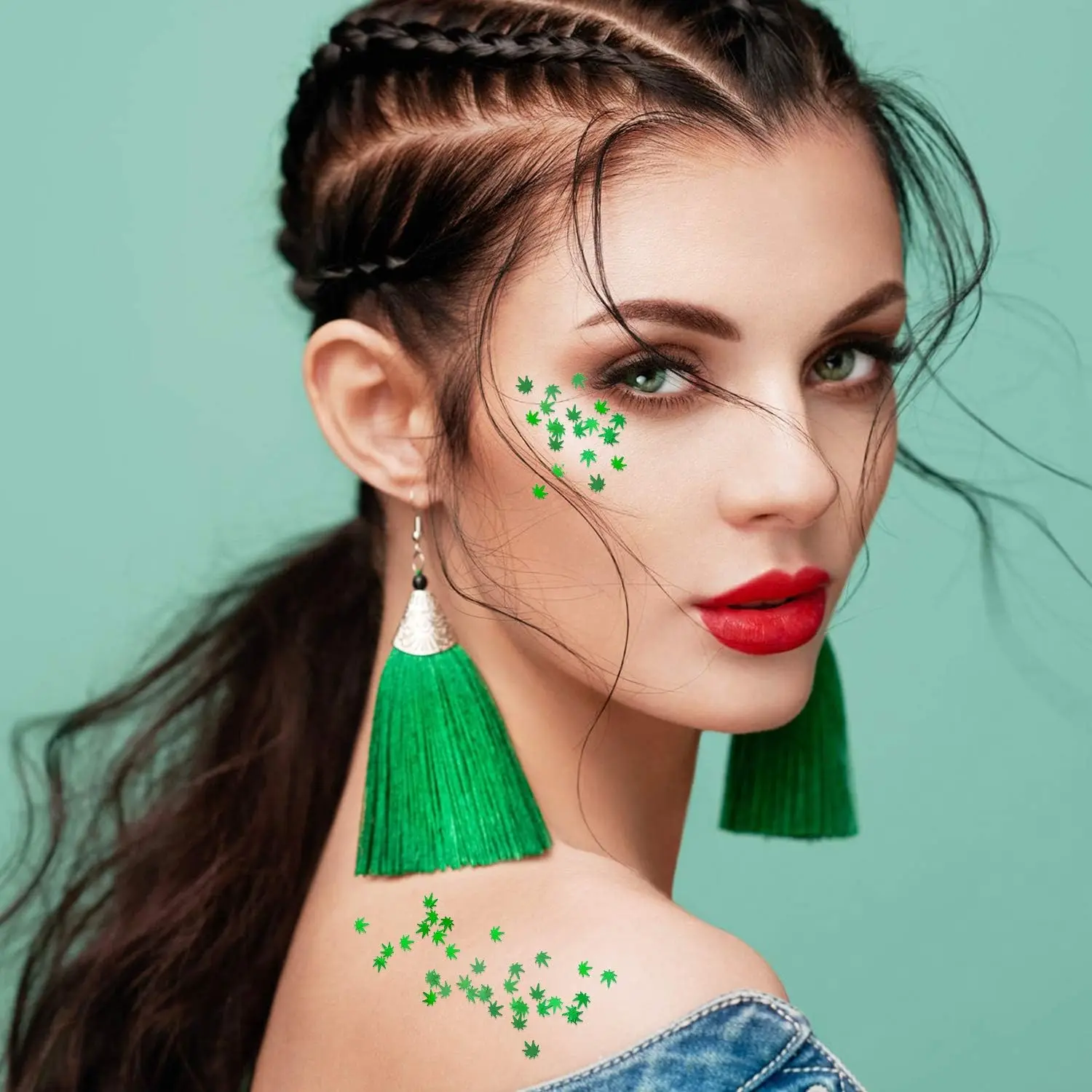 4 Boxes Green Weed Leaf Glitter Nails Sequin Plant Pot Leaf Sequin Nail Design Foliage Glitter for DIY Accessories Supplies