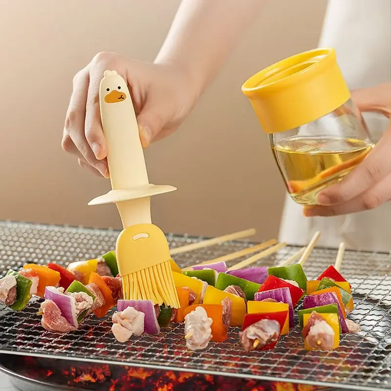 

Oil Brush High Temperature Resistant Integrated Glass Oil Bottle with Bottle Household Silicone Brush BBQ Special Brush Kitchen