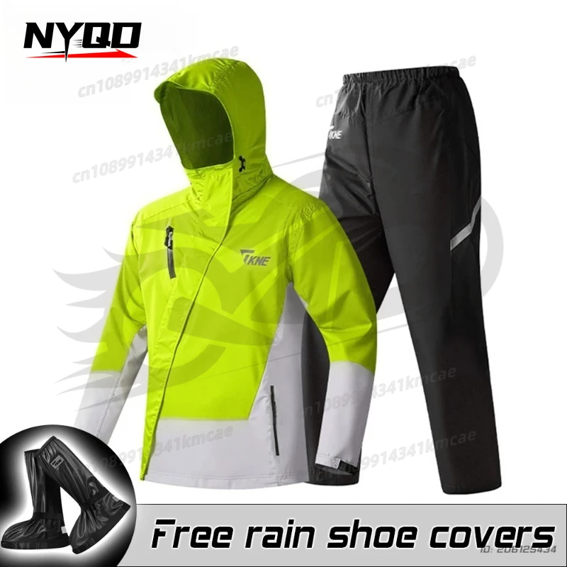 Waterproof Motorcycle Rain Gear Unisex Set Lightweight Breathable Raincoat Pants Shoe Covers for Daily Commute and Long Rides
