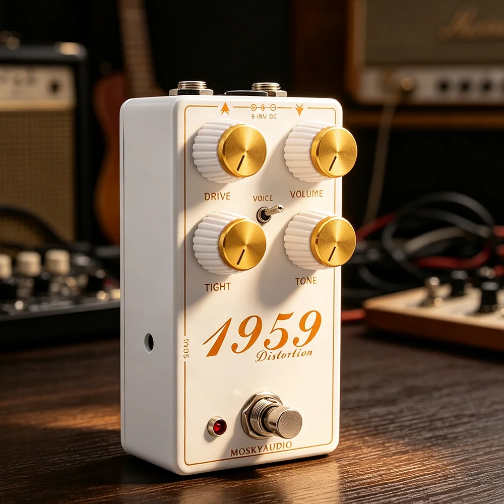 Mosky 1959 Distortion Electric Guitar Pedal Vintage British  3 Drive Modes Slash Hard RockTone Distortion & Booster EQ True Bypa view 5