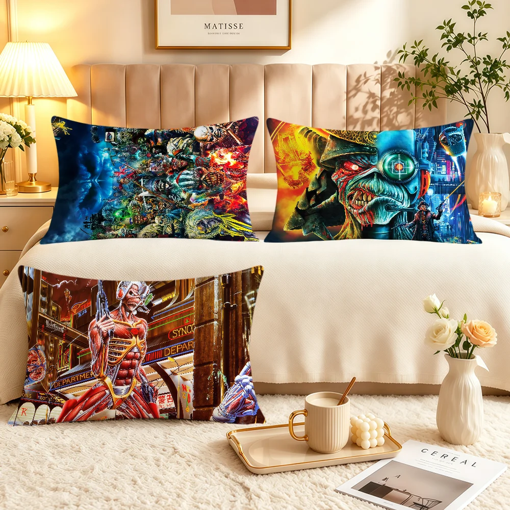 Skull Art Cool Band I-I-IronS-s M-M-MaidenS-s Soft Rectangle Pillowcover Home Sofa Living Room Decor Dorm Hogar Pillowcase Gift