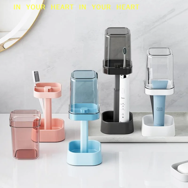 【X】All-in-One Toothbrush Holder & Cup, With Cover. 16cm, Organizes Brushes, Saves Counter Space