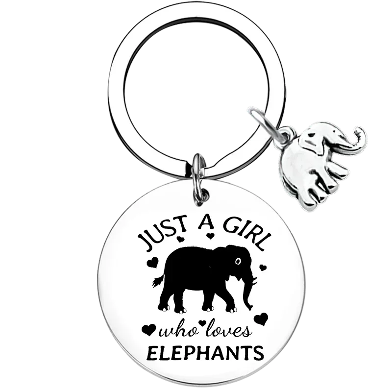 Just A Girl Who Loves Elephant Keychain Girls Sister Daughter Key Chain Pendant Jewelry Animal Elephant Lovers Gift