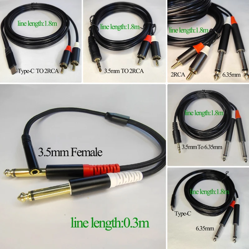 1 Set 3,5mm USB Typ C zu Doppel 6,5mm TRS Kabel AUX Adapter Audiokabel Buchse für Mischpult Verstärker Lautsprecher 6,35mm Adapter ﻿