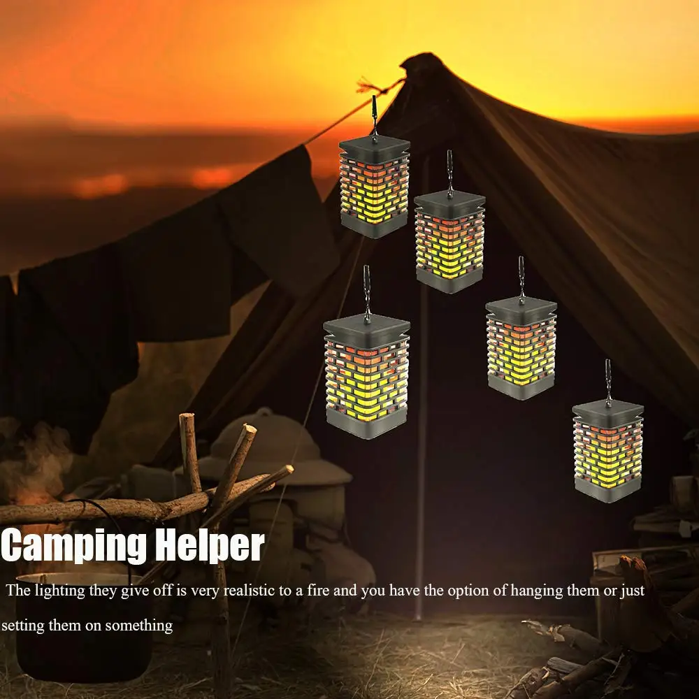 Lampe solaire à 99 LED en forme de flamme, imperméable conforme à la norme IP65, luminaire décoratif d'intérieur, idéal pour un jardin, un camping ou un festival, 80 ABS, 5V, 3W