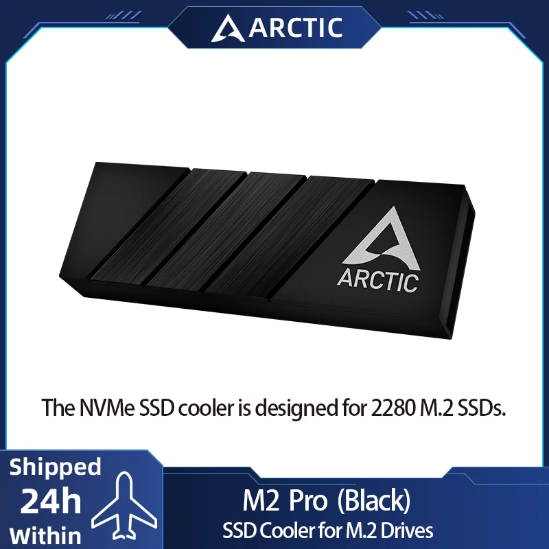 ARCTIC M2 Pro Black heatsink Cooler for M.2 2280 SSD, Compatible with PC & Gaming Consoles, for Dual and Single-Sided SSDs