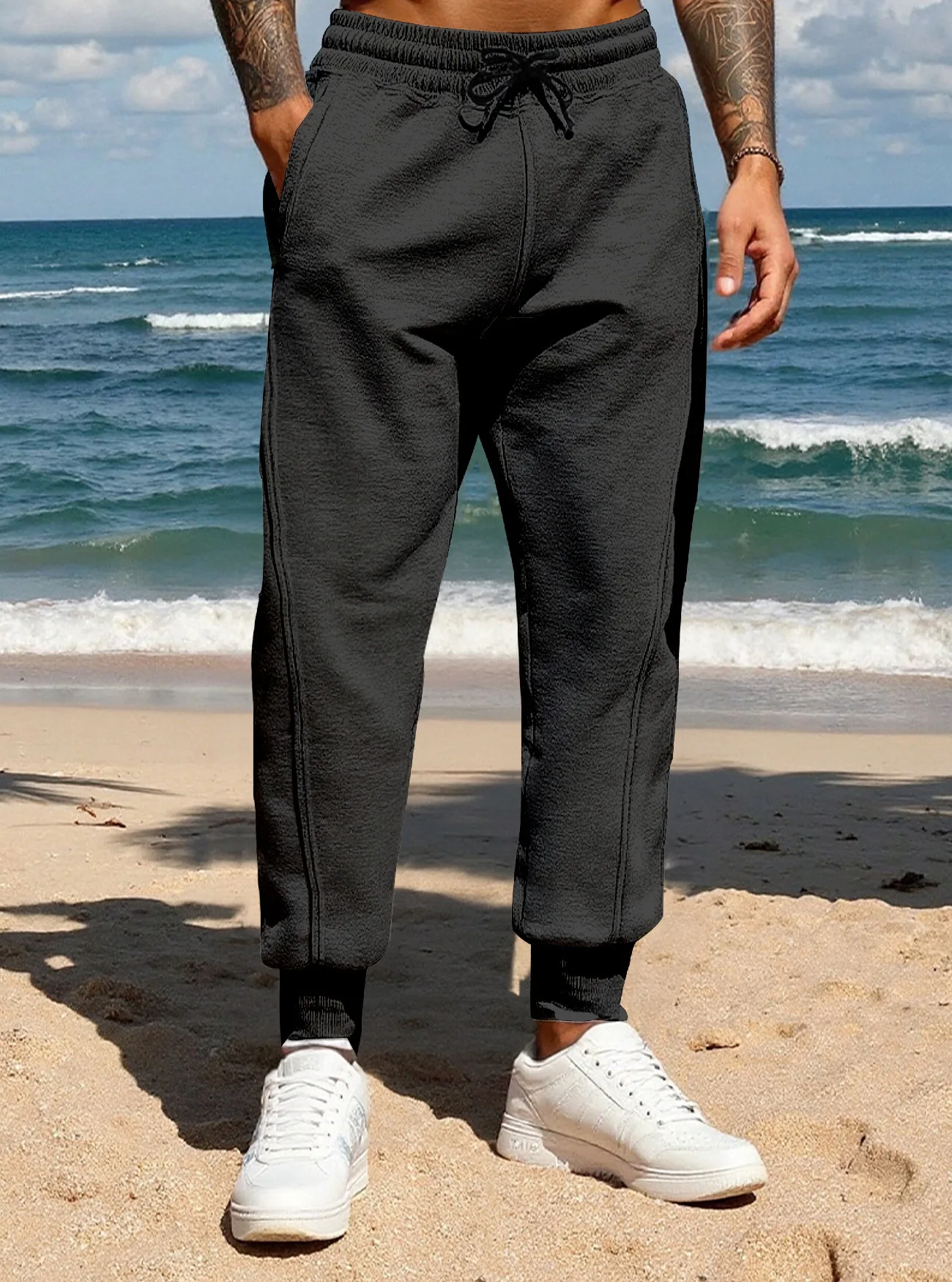 2025 herbst Neue Mode Europäischen Amerikanischen männer Einfarbig Casual Trendy Gerade Kordelzug Sport Hosen Männliche Hosen Kleidung