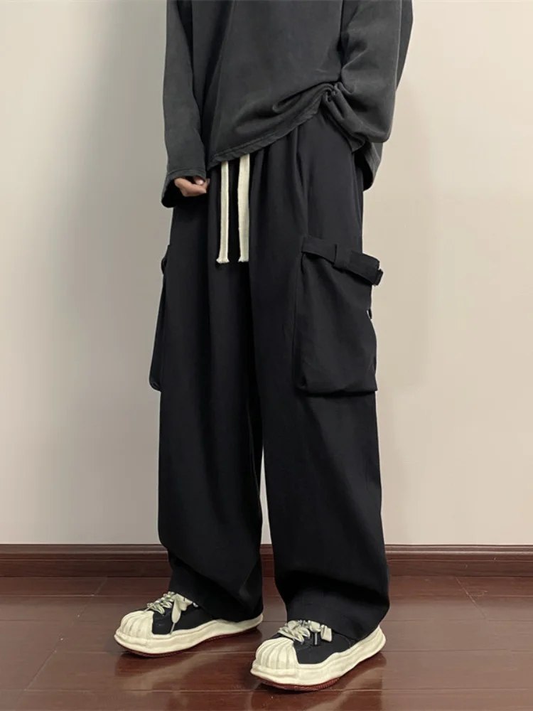 

Мужские повседневные брюки прямого кроя в рабочем стиле с большими карманами, свободный крой, американский уличный стиль, осенне-весенний модный тренд