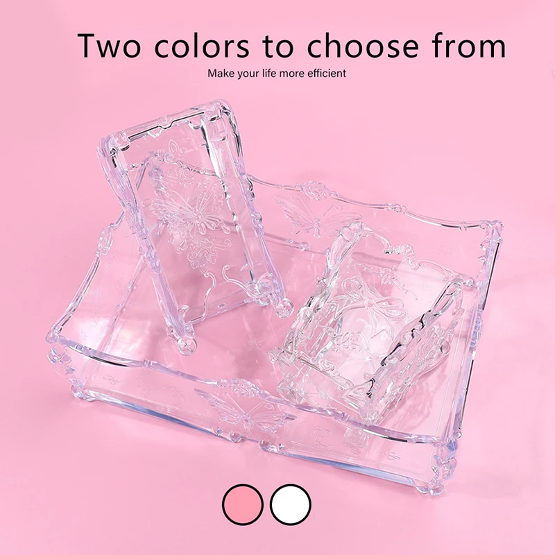 Servietten Container Pinsel Organizer Baumwolle Pad Nägel Lagerung Box Schmetterling Transparent Rosa Design Make-Up Fall Nail art Werkzeuge