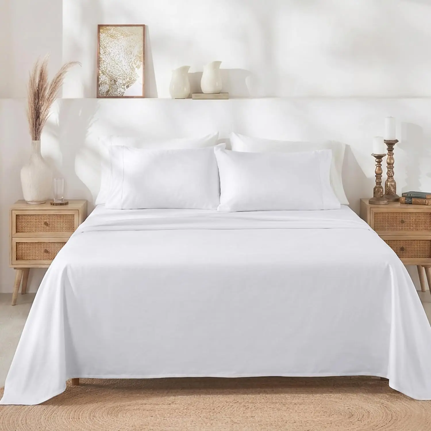 

Комплект постельного белья Queen Size из 100% хлопка - мягкий сатин с плотностью 400 нитей, глубокими карманами и эластичной резинкой