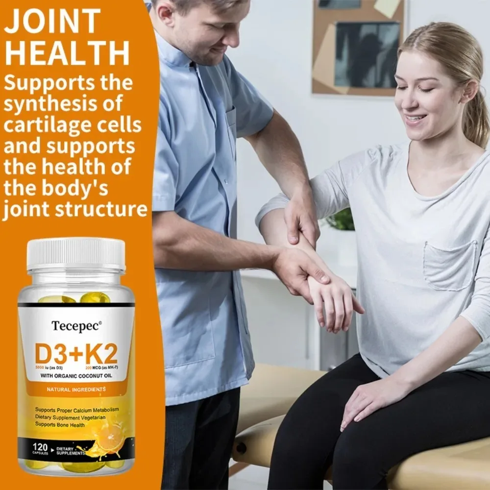 5,000 IU Vitamin D3 & 200mcg Vitamin K2 MK-7 with Coconut Oil - Support Bone, Heart & Immune Health