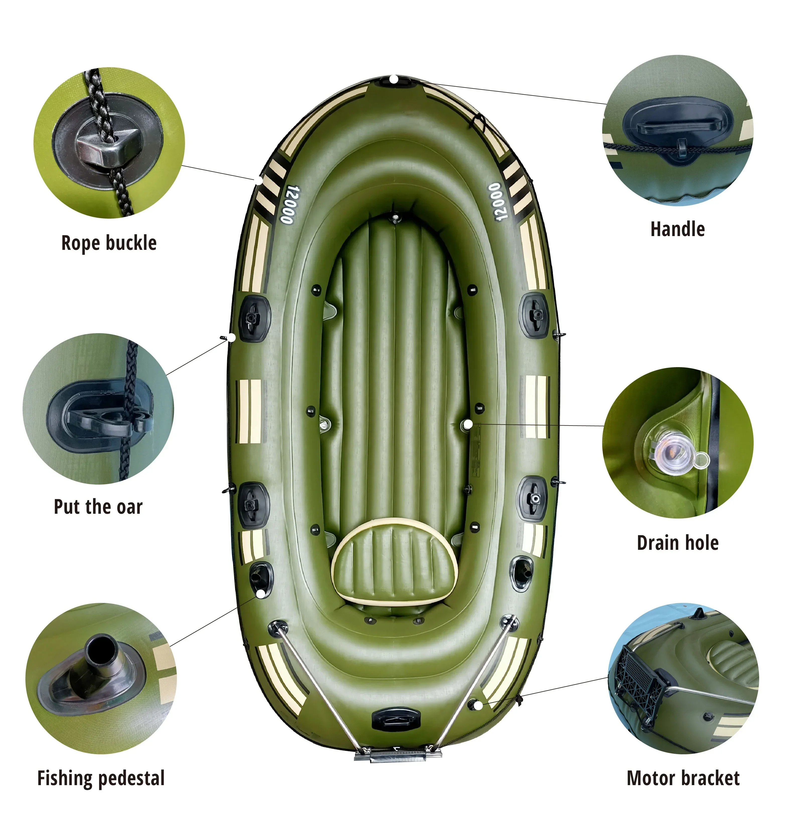 Inflatable kayak  Rowing Boat Dinghy Fishing boat River PVC Inflatable Raft Boat with 3 person for sale