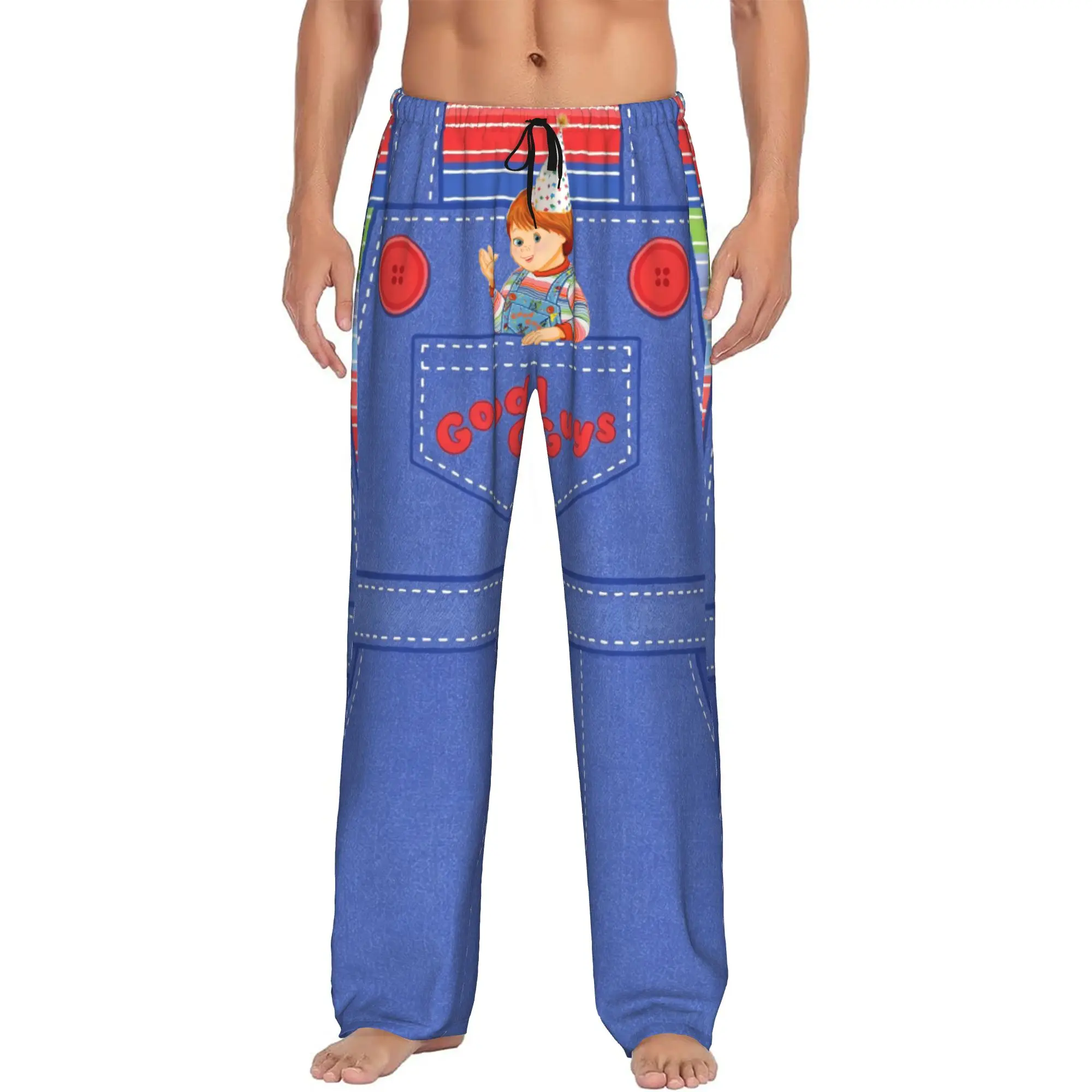 Custom Men Child's Play Good Guys Pajama Pants Print Horro Movie Sleep Sleepwear Bottoms with Pockets