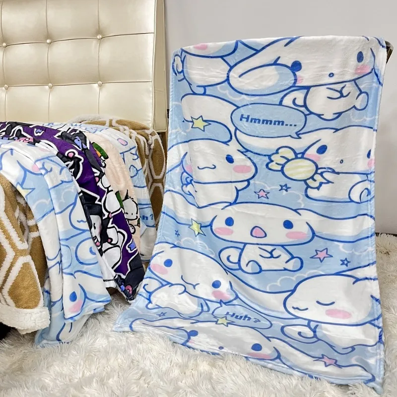 

Sanrio Hello Kitt Blanket My Melody Cinnamoroll Cartoon Print Flannel Office Shawl Blanket Nap Cover