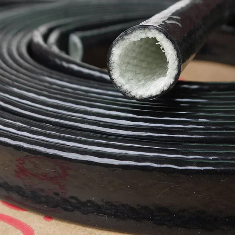 Tubo de fibra de vidrio resistente a altas temperaturas, recubierto de resina de silicona, fibra de vidrio trenzada, funda ignífuga, carcasa ignífuga