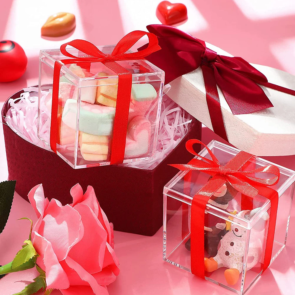 

4pcs Transparent Square Storage Boxes Plastic Candy Containers Home Decor Small Clear Organizers Jeweler Accessories