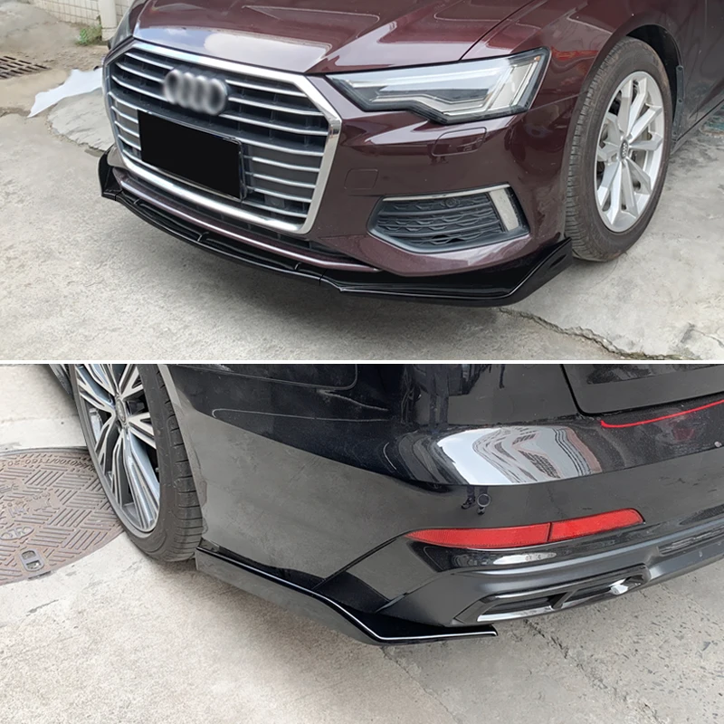 For Audi A6 2017-2022 Car Accessories Front Bumper Splitters Lip Body Kit Spoiler Side Skirts Extensions Rear Wrap Angle ABS