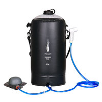 500D PVC 20L men outdoor mobile pump hand pressure freestanding portable heated water container camp shower bag for camping