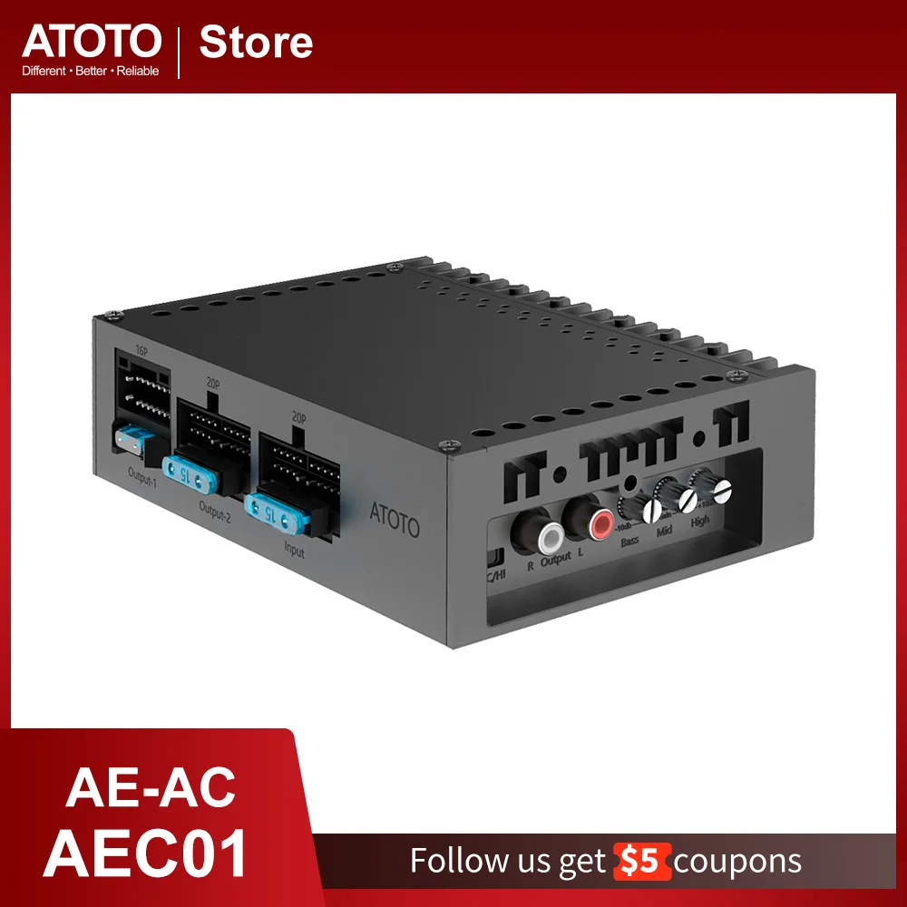 ATOTO Car Amplifier Max 60W Power 4 Channel 400 Watts Max Power 2/4 Ohm Stable Class Only Compatible ATOTO Car Radio Amplifier