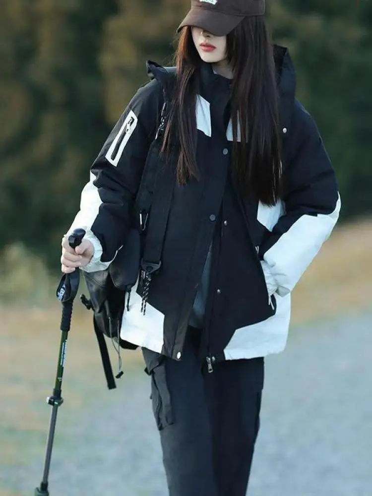 2024 여성용 롱 패딩 재킷, 지퍼 파카, 루즈 파카, 외투, 후드, 따뜻한 면, 등산 코트, 겨울 패션, 신상