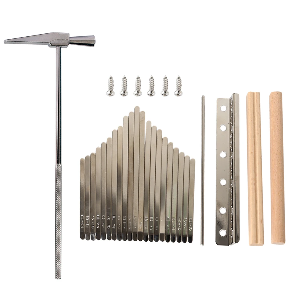 Llave de acero + puente de madera, martillo, pieza de instrumento Musical, Kalimba de 21 teclas + afinación de acero para amantes de la música, accesorios para tocar