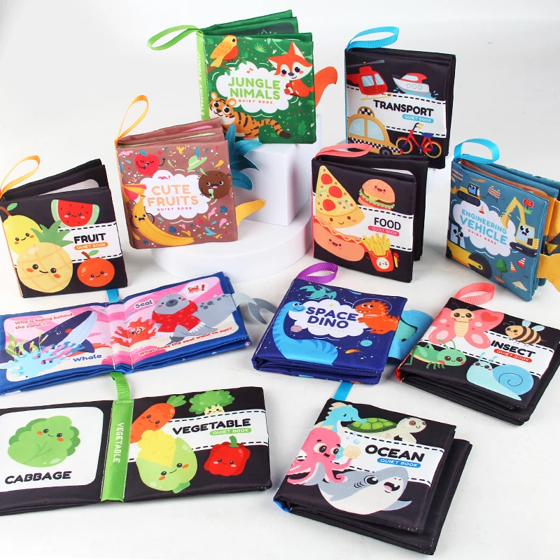 Livro de pano para bebês ensina brinquedo sensorial educacional precoce para crianças