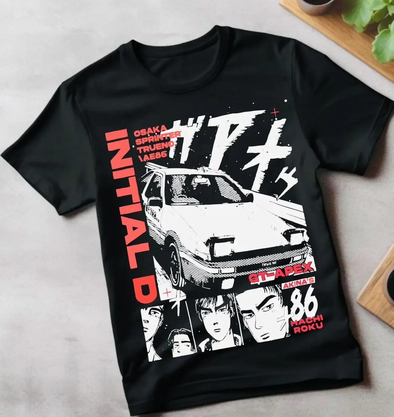 Initial D Itsuki Fujiwara T-Shirt Anime Manga Movie Unisex Black Shirt All Size