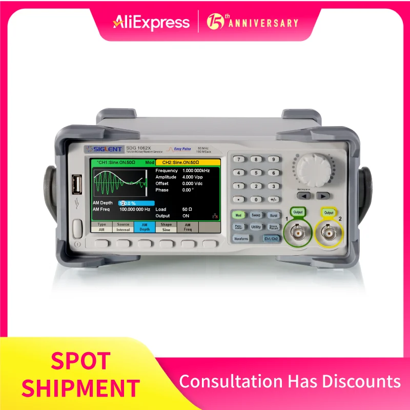 

Siglent|SDG1022X 25 MHz Maximum Bandwidth 150 MSa/s Sampling Dual-Channel Function/Arbitrary Waveform Generator