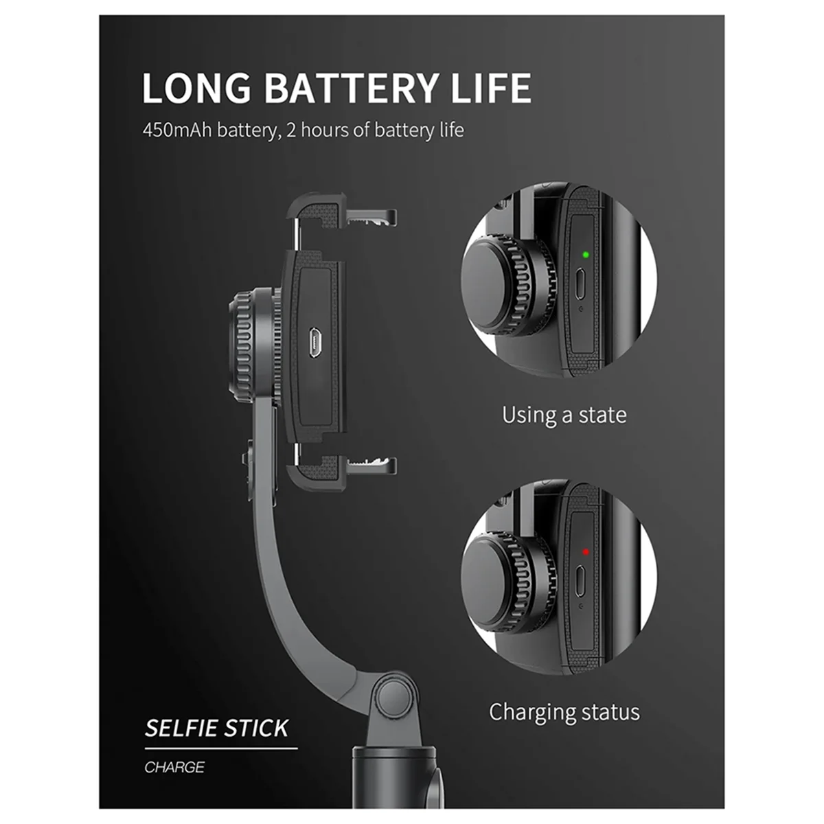 Handheld Gimbal Stabilisateur Selfie Stick Smartphone Action Kameralar Bluetooth Tripod
