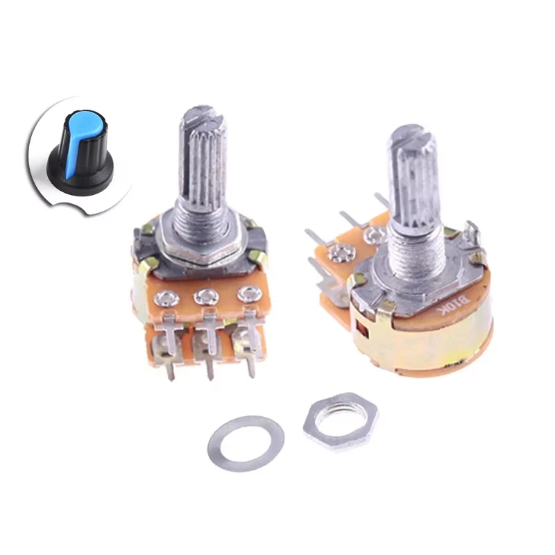 5 Set 6Pin WH148 Shaft Amplifier Dual Stereo Rotary Potentiometer 15MM Shaft 1K 2K 5K 10K 20K 50K 100K 500K Ohm